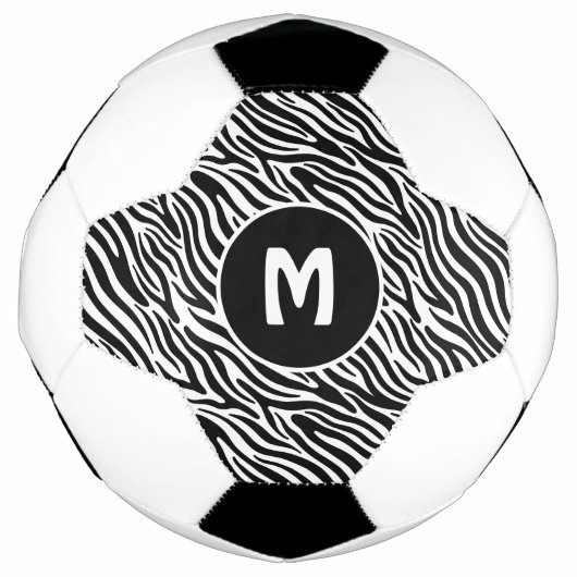 Benutzerdefiniertes Monogramm Zebra-Muster Fußball (Vorderseite)
