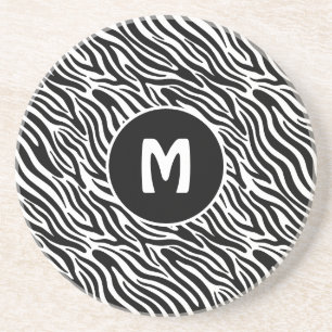 Benutzerdefiniertes Monogramm Zebra-Muster Getränkeuntersetzer