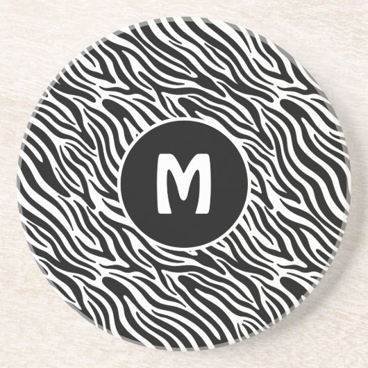 Benutzerdefiniertes Monogramm Zebra-Muster Getränkeuntersetzer (Vorne)