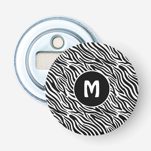 Benutzerdefiniertes Monogramm Zebramuster Flaschenöffner (Vorderseite)