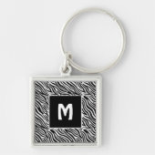 Benutzerdefiniertes Monogramm-Zebramuster Schlüsselanhänger (Vorne)