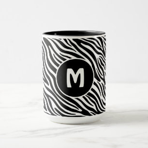 Benutzerdefiniertes Monogramm Zebramuster Tasse