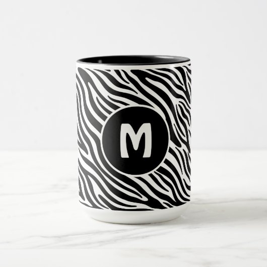 Benutzerdefiniertes Monogramm Zebramuster Tasse (Zentrum)