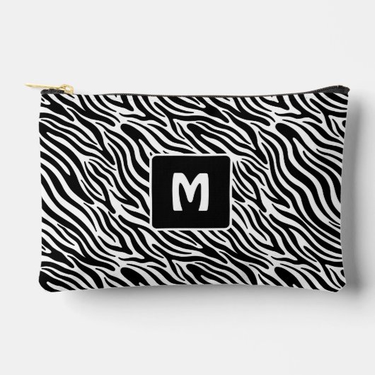 Benutzerdefiniertes Monogramm Zebramuster Zubehörtasche (Vorderseite)