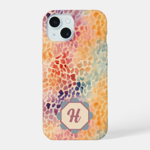 Benutzerdefiniertes monogrammiertes Wasserfarben-D iPhone 15 Hülle