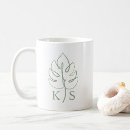 Benutzerdefiniertes Monstera-Monogramm-Hochzeitslo Kaffeetasse