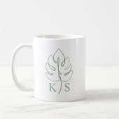 Benutzerdefiniertes Monstera-Monogramm-Hochzeitslo Kaffeetasse (Links)