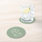 Benutzerdefiniertes Monstera-Monogramm Save-the-Da Runder Pappuntersetzer (Vor Ort)