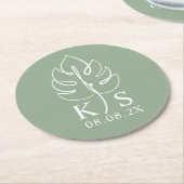 Benutzerdefiniertes Monstera-Monogramm Save-the-Da Runder Pappuntersetzer (Angewinkelt)
