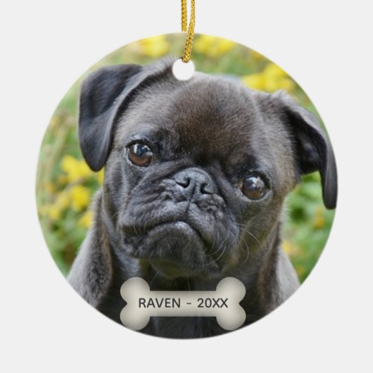 Benutzerdefiniertes Mops-Dog-Foto Keramik Ornament (Vorne)