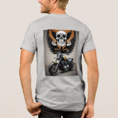 Benutzerdefiniertes Motorrad mit Skull-Grafik Tri-Blend Shirt (Rückseite)