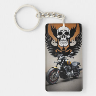 Benutzerdefiniertes Motorrad mit Totenkopf-Grafik Schlüsselanhänger