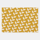 Benutzerdefiniertes Mustard 70er Retro Leaf Muster Geschenkpapier Set (Vorderseite 2)