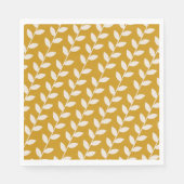 Benutzerdefiniertes Mustard 70er Retro Leaf Muster Serviette (Vorderseite)