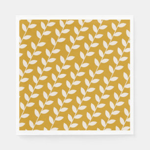 Benutzerdefiniertes Mustard 70er Retro Leaf Muster Serviette