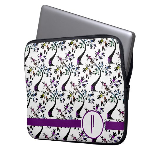 Benutzerdefiniertes Muster der ersten Monogramm-Re Laptopschutzhülle (Vorderseite Links)