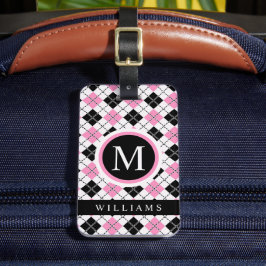 Benutzerdefiniertes Muster der schwarz-rosa-karier Gepäckanhänger