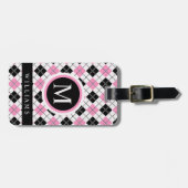 Benutzerdefiniertes Muster der schwarz-rosa-karier Gepäckanhänger (Vorderseite horizontal)