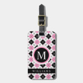 Benutzerdefiniertes Muster der schwarz-rosa-karier Gepäckanhänger (Vorderseite vertikal)