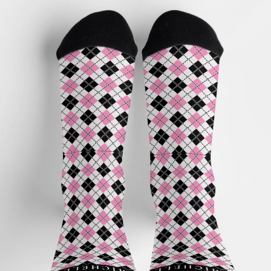 Benutzerdefiniertes Muster der schwarz-rosa-karier Socken (Oben)