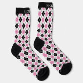 Benutzerdefiniertes Muster der schwarz-rosa-karier Socken (Rechts)