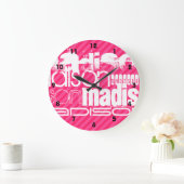 Benutzerdefiniertes Muster für einen weißen Namen Große Wanduhr (Zuhause)