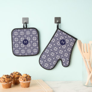Benutzerdefiniertes Muster für Portugese-Tiles Ofenhandschuh & Topflappen-Set