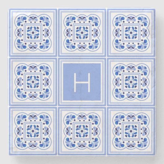 Benutzerdefiniertes Muster für Portugese-Tiles Steinuntersetzer (Vorderseite)