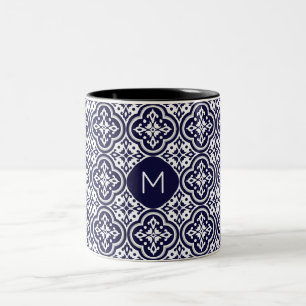 Benutzerdefiniertes Muster für Portugese-Tiles Zweifarbige Tasse