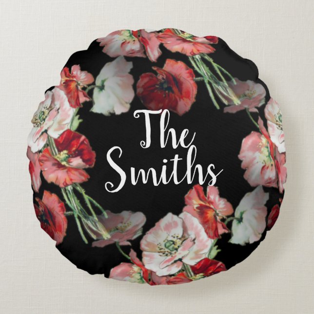 Benutzerdefiniertes Muster für rosa und rote Pappe Rundes Kissen (Vorderseite)