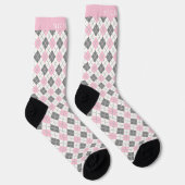 Benutzerdefiniertes Muster in weißem Rosa Graue ge Socken (Rechts)