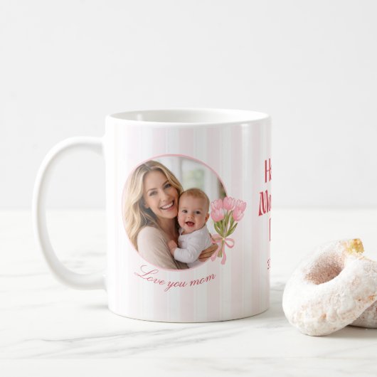 Benutzerdefiniertes Muttertags-Kreis-Foto-Liebesde Kaffeetasse (Mit Donut)