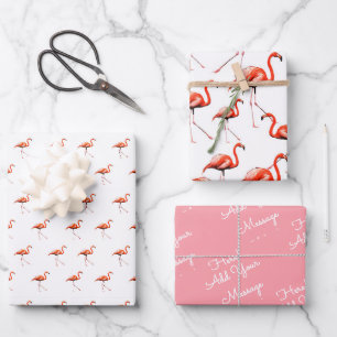Benutzerdefiniertes Nachrichtenmuster Rosa Flaming Geschenkpapier Set
