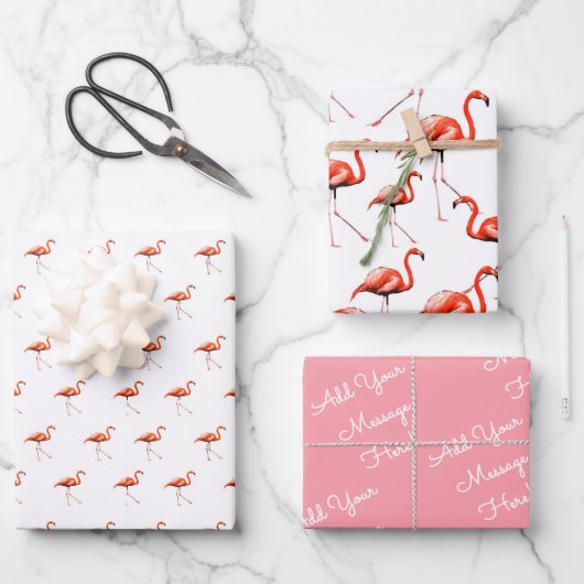 Benutzerdefiniertes Nachrichtenmuster Rosa Flaming Geschenkpapier Set (Vorderseite)
