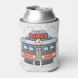 Benutzerdefiniertes NAME Retro-50er-Diner-Schild F Dosenkühler