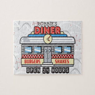 Benutzerdefiniertes NAME Retro-50er-Diner-Schild F Puzzle
