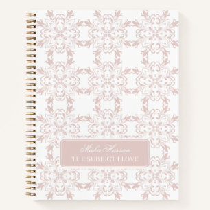 Benutzerdefiniertes Namen Blush Rose Vektor Muster Notizblock