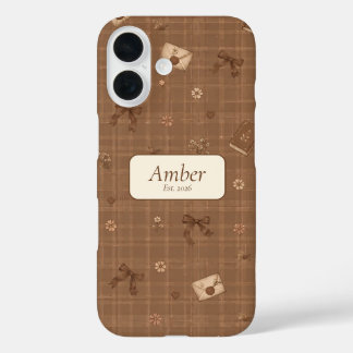 Benutzerdefiniertes Namens-Vintage-Band & Buchlese iPhone 16 Hülle