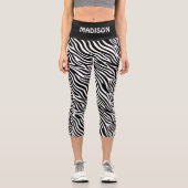 Benutzerdefiniertes Namens-Zebra-Muster Capri Leggings (Vorderseite)
