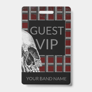 Benutzerdefiniertes Namensband Merch Rock Schädel  Ausweis