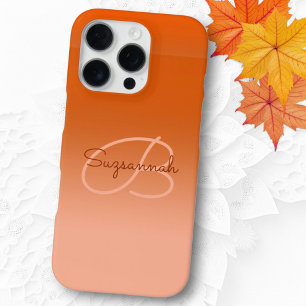 Benutzerdefiniertes Namensmonogramm Cantaloupe Ora iPhone 16 Pro Hülle