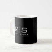 Benutzerdefiniertes Namensmonogramm Elegant Schwar Kaffeetasse (Vorderseite Links)