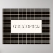 Benutzerdefiniertes Namensposter Grau Schwarz Kari Poster (Vorne)