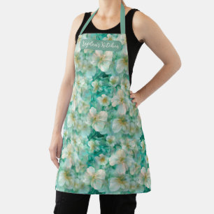 Benutzerdefiniertes Namensskript Küche Floral Grün Schürze