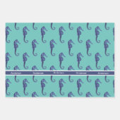 Benutzerdefiniertes Nautic Seepferd aquamarin Mit Geschenkpapier Set (Vorderseite 3)