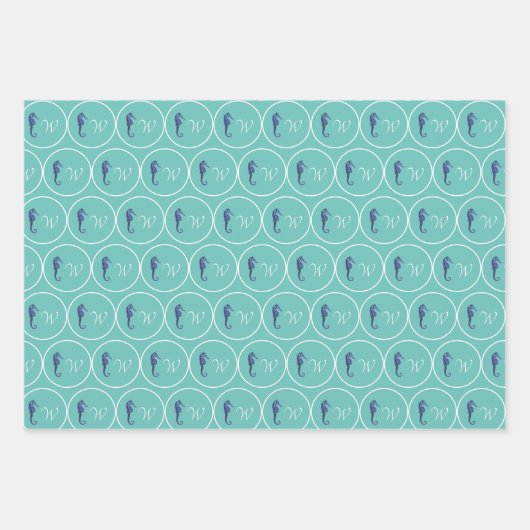 Benutzerdefiniertes Nautic Seepferd aquamarin Mit Geschenkpapier Set (Vorderseite 2)