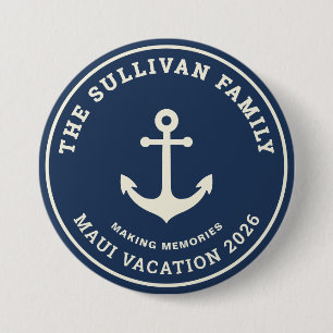 Benutzerdefiniertes nautisches Anker-Familienurlau Button