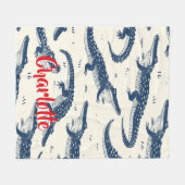 Benutzerdefiniertes Navy Blau Krokodil Fleecedecke (Vorderseite (Horizontal))