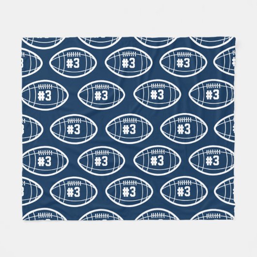 Benutzerdefiniertes Navy Blue and White FootBall-M Fleecedecke (Vorderseite (Horizontal))