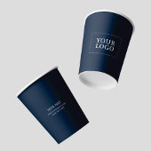 Benutzerdefiniertes Navy Blue Minimal Business Log Pappbecher